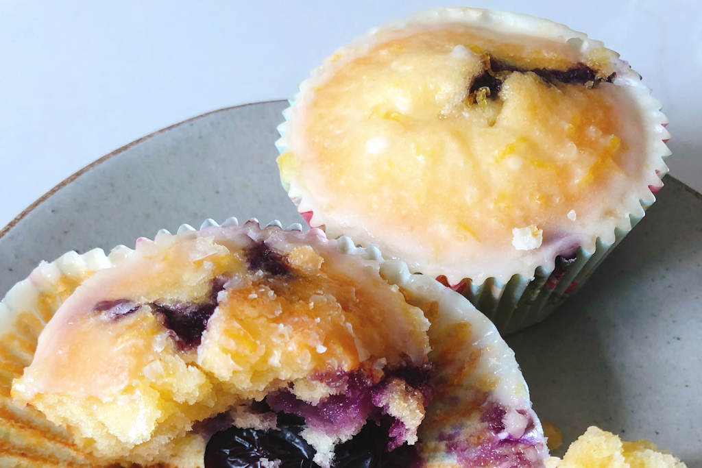 Lemon Blueberry Cupcakes on a plate